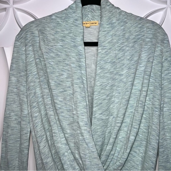 mesh + lace Criss Cross Wrap Front Sweatshirt - Picture 2 of 4